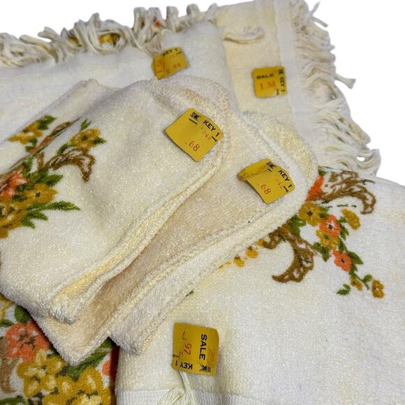 Vintage Tastemaker Floral Hand Bath Towels Washcloths Made In The USA MCM - Picture 2 of 3
